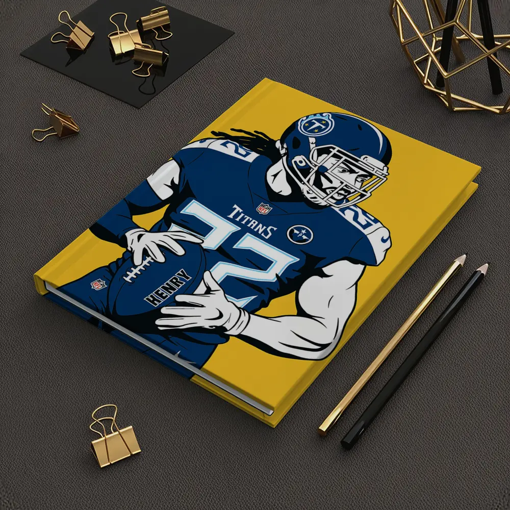 Derrick Henry Titans Football Player Yellow Background – Notebooks