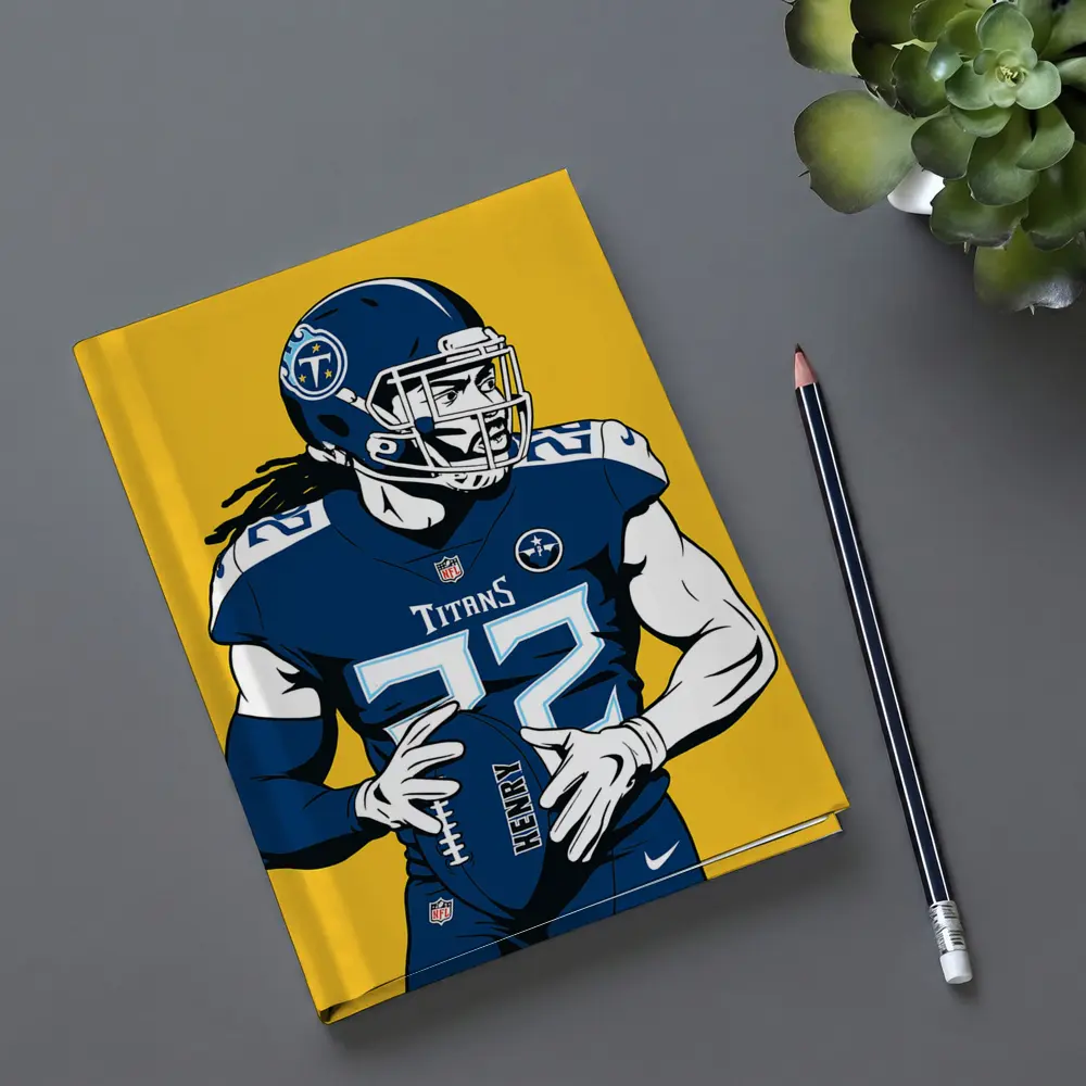 Derrick Henry Titans Football Player Yellow Background – Notebooks