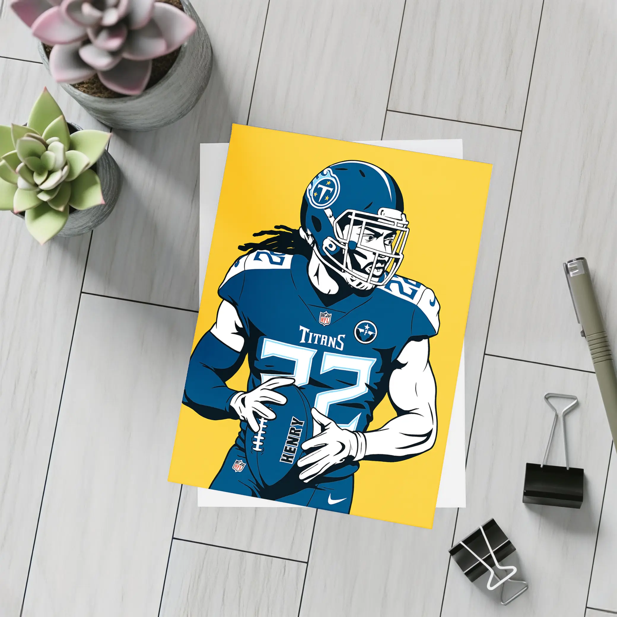 Derrick Henry Titans Football Player Yellow Background – Postcards