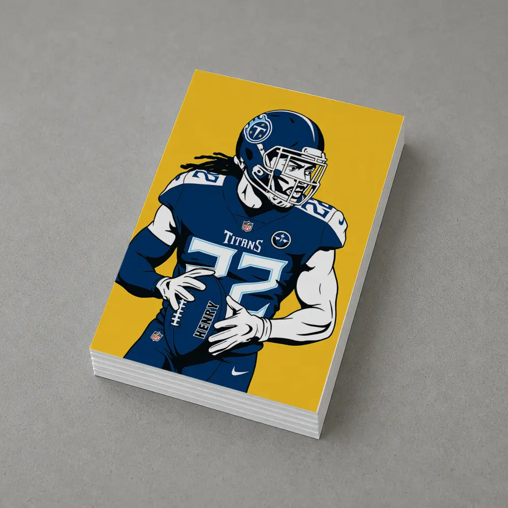 Derrick Henry Titans Football Player Yellow Background – Postcards