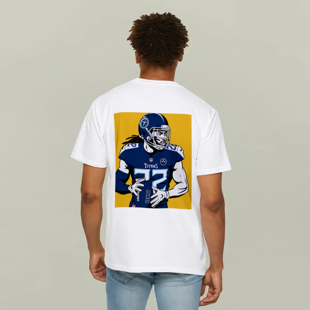 Derrick Henry Titans Football Player Yellow Background – T-Shirts