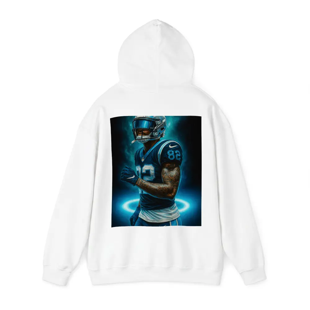 Football Player Number 82 Neon Dark Background – Hoodies