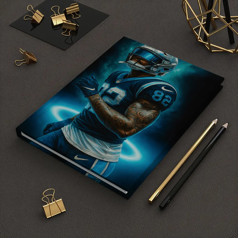 Football Player Number 82 Neon Dark Background – Notebooks