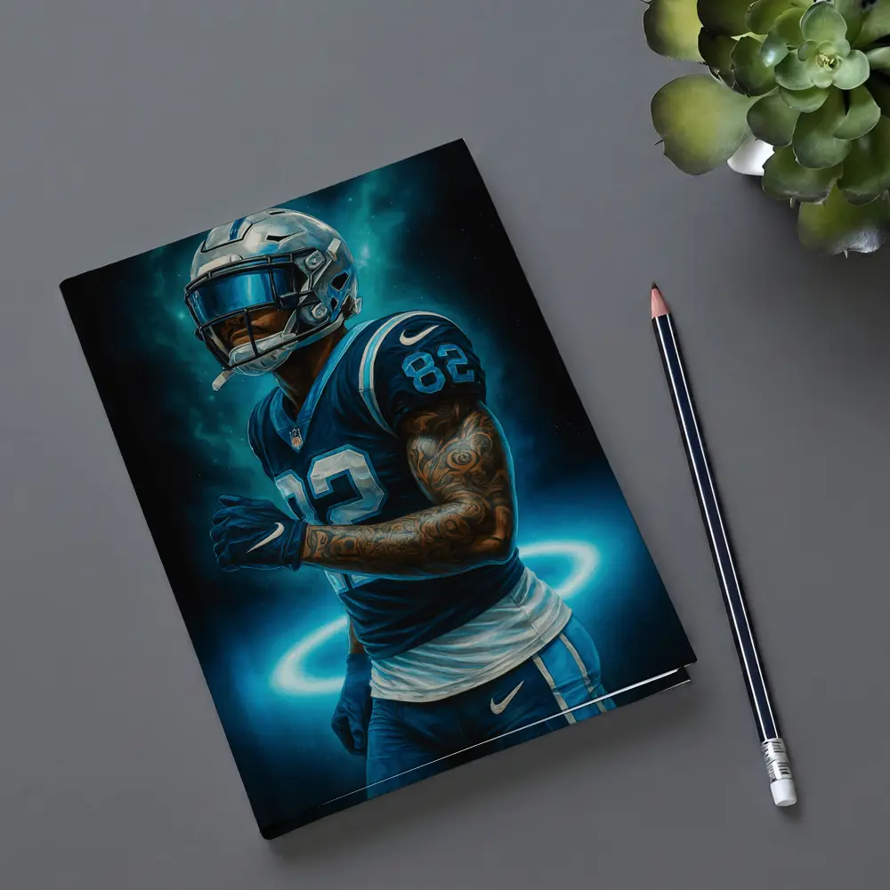 Football Player Number 82 Neon Dark Background – Notebooks