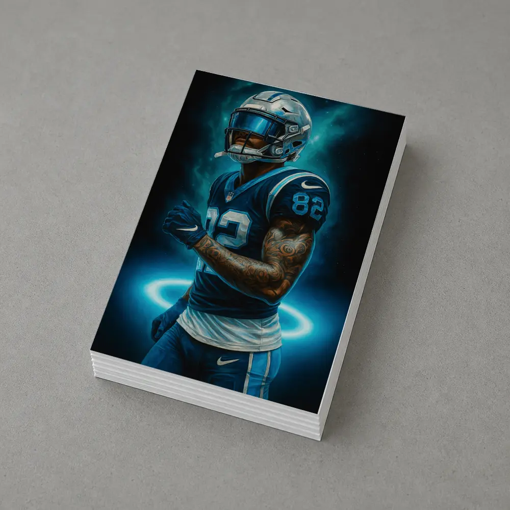 Football Player Number 82 Neon Dark Background – Postcards