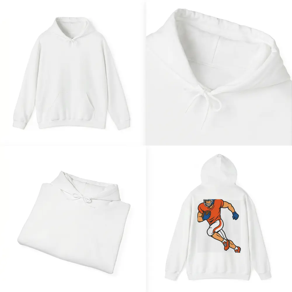 American Football Player Running With Ball Cartoon – Hoodies
