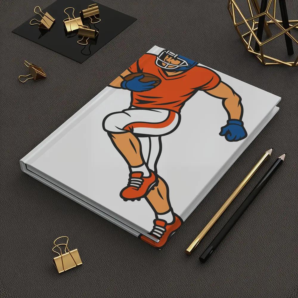 American Football Player Running With Ball Cartoon – Notebooks