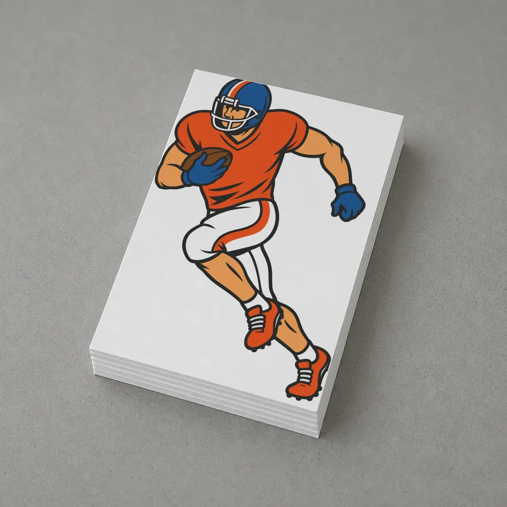 American Football Player Running With Ball Cartoon – Postcards