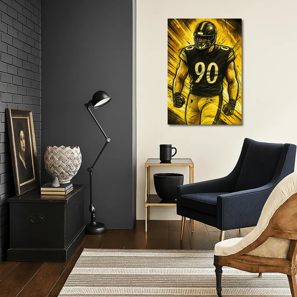 Football Player Number Ninety Sketch Art – Wall Art