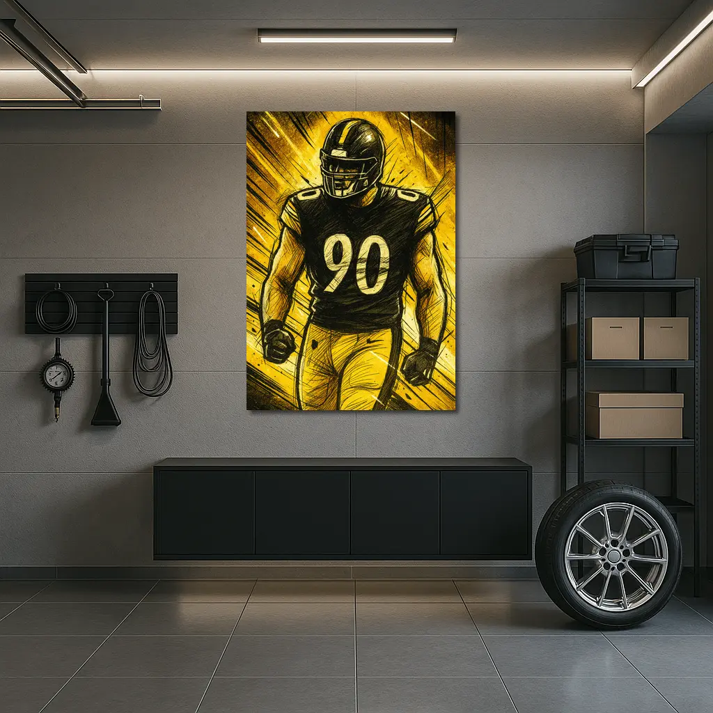 Football Player Number Ninety Sketch Art – Wall Art