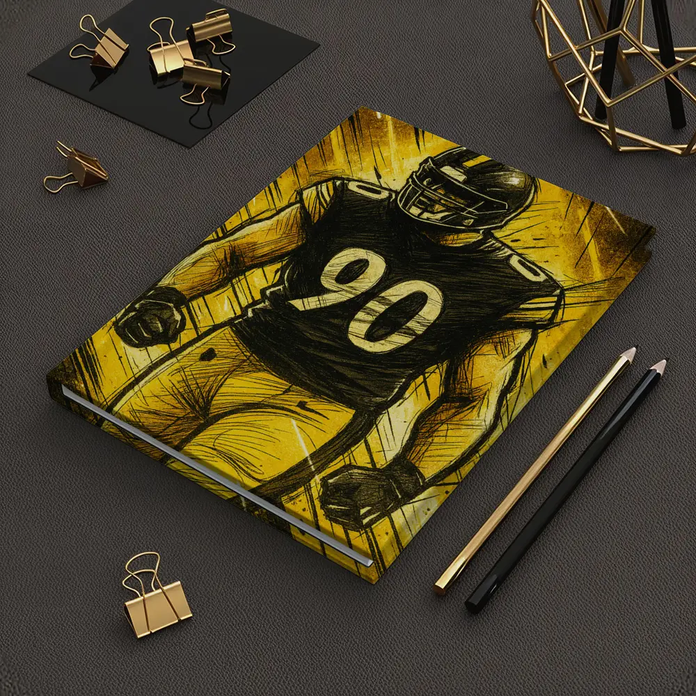 Football Player Number Ninety Sketch Art – Notebooks