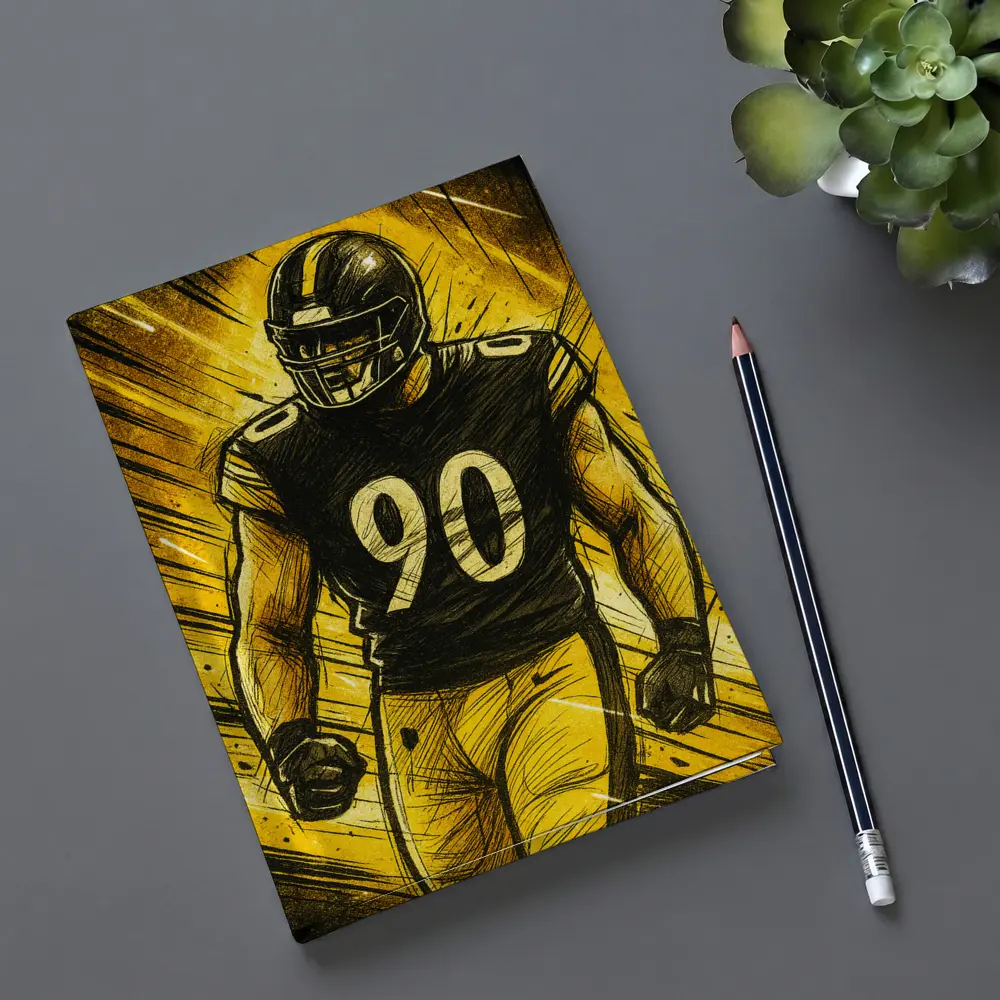 Football Player Number Ninety Sketch Art – Notebooks