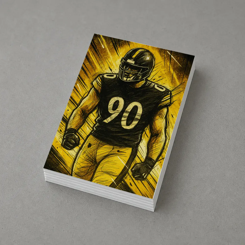 Football Player Number Ninety Sketch Art – Postcards