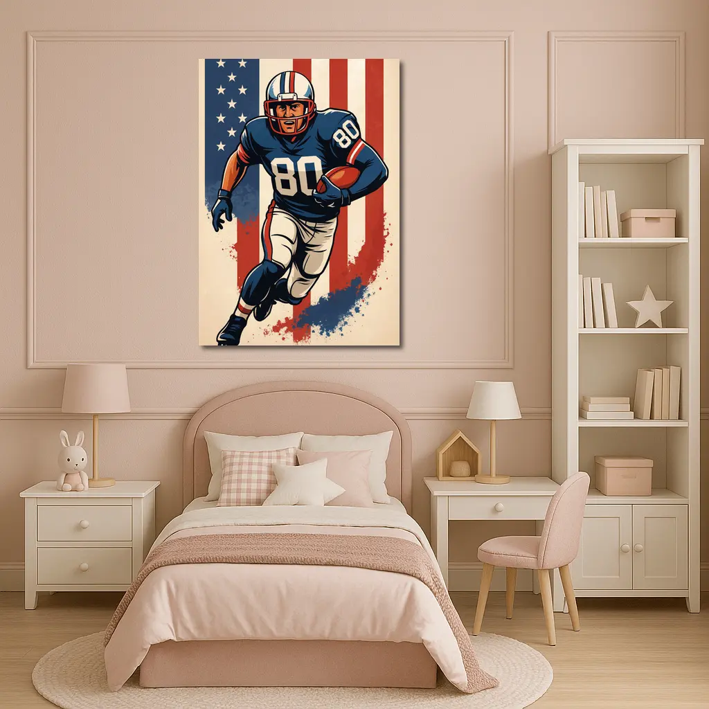 Retro American Football Player Number Eighty Art – Wall Art