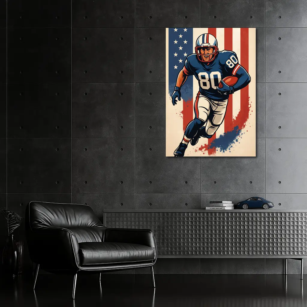 Retro American Football Player Number Eighty Art – Wall Art