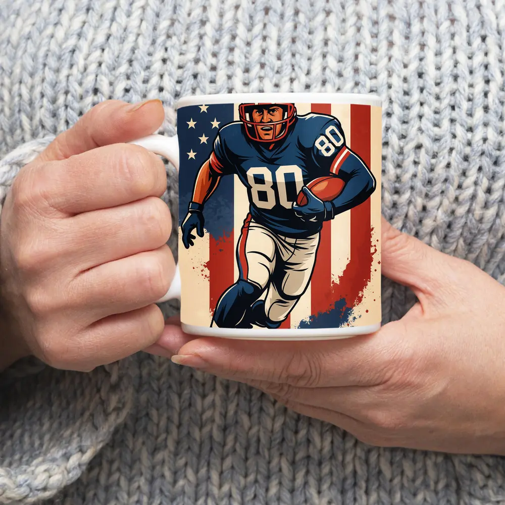 Retro American Football Player Number Eighty Art – Mugs