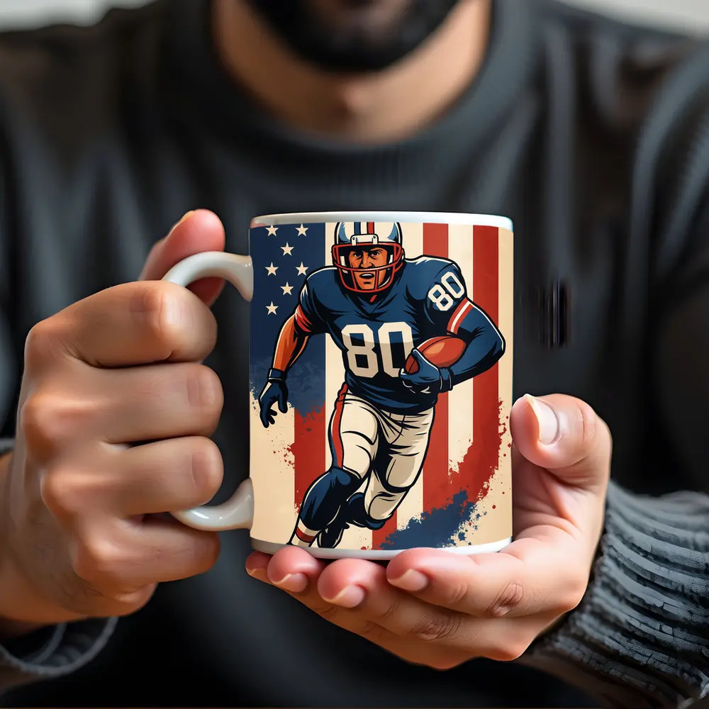 Retro American Football Player Number Eighty Art – Mugs