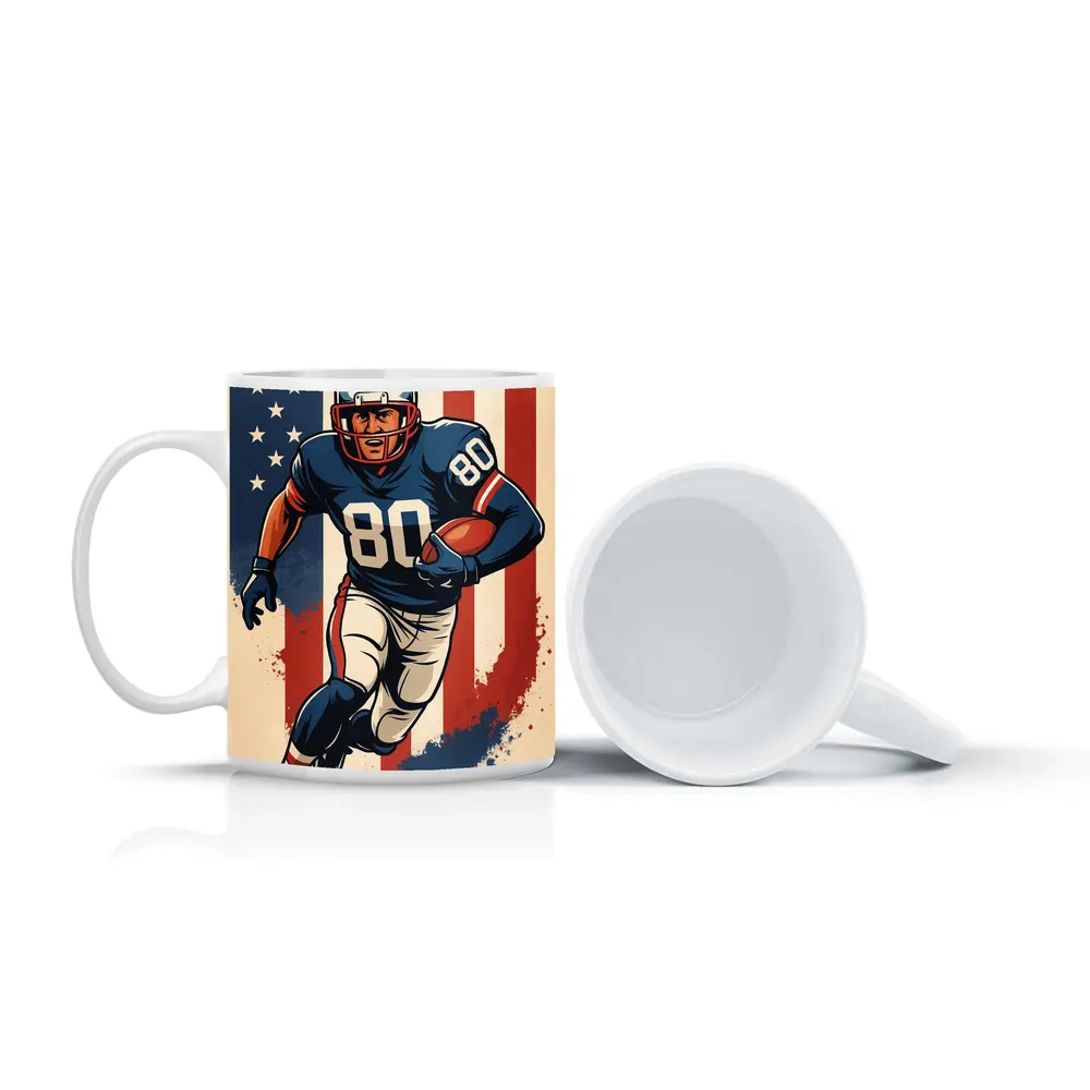 Retro American Football Player Number Eighty Art – Mugs
