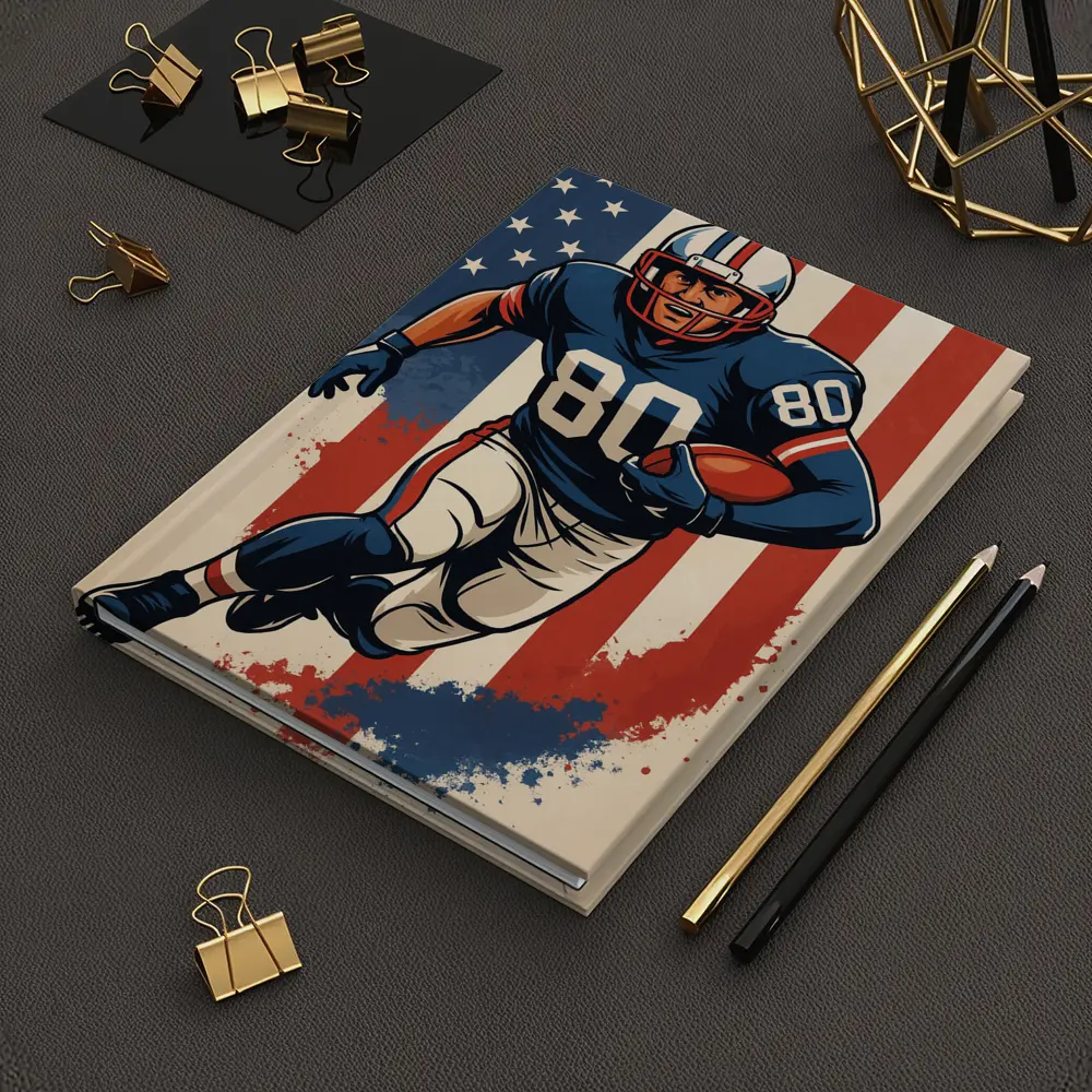 Retro American Football Player Number Eighty Art – Notebooks