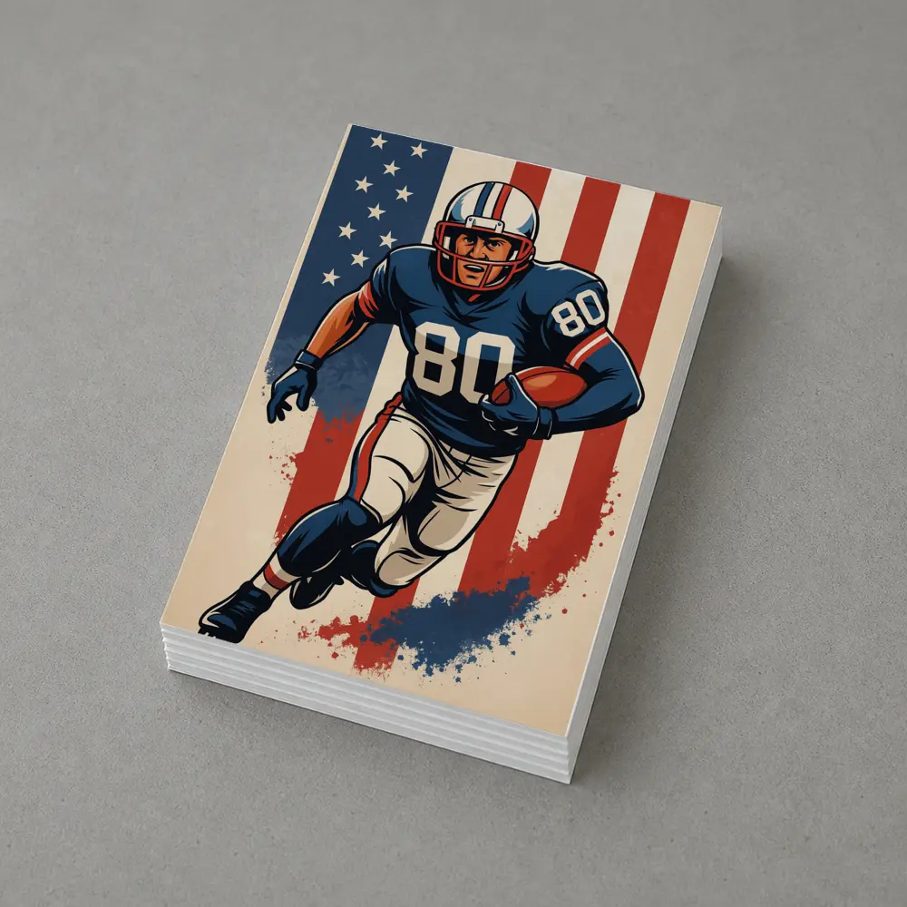 Retro American Football Player Number Eighty Art – Postcards