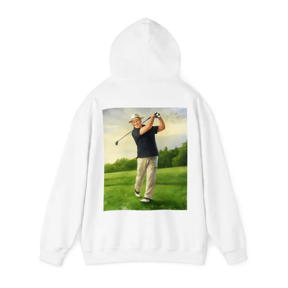 Watercolor Golfer Swing On Green Course – Hoodies