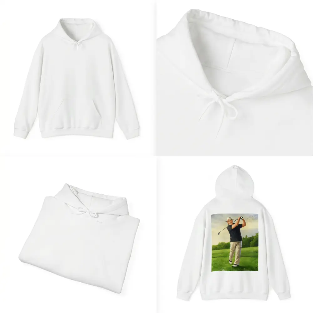 Watercolor Golfer Swing On Green Course – Hoodies
