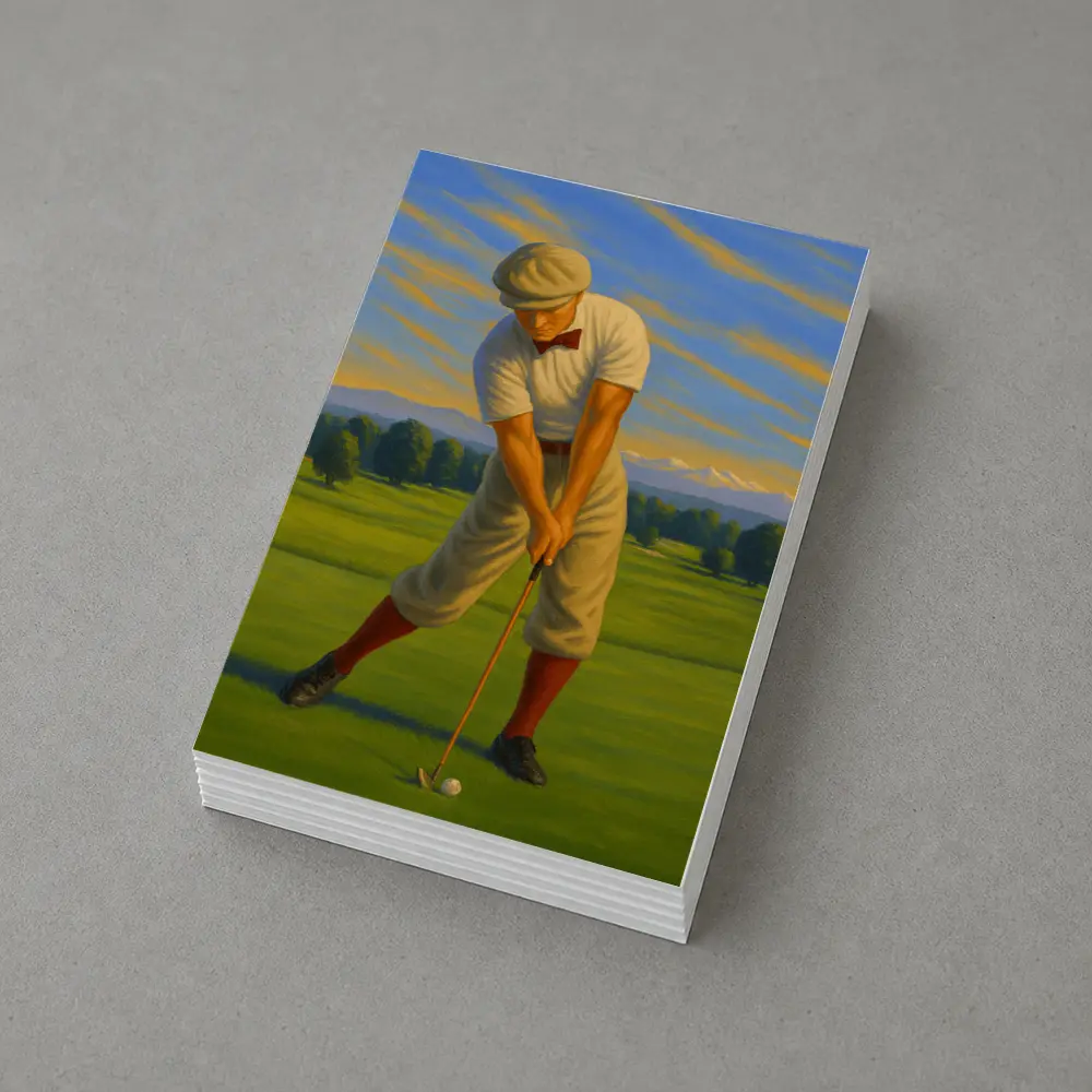 Vintage Golfer Oil Painting Green Course – Postcards