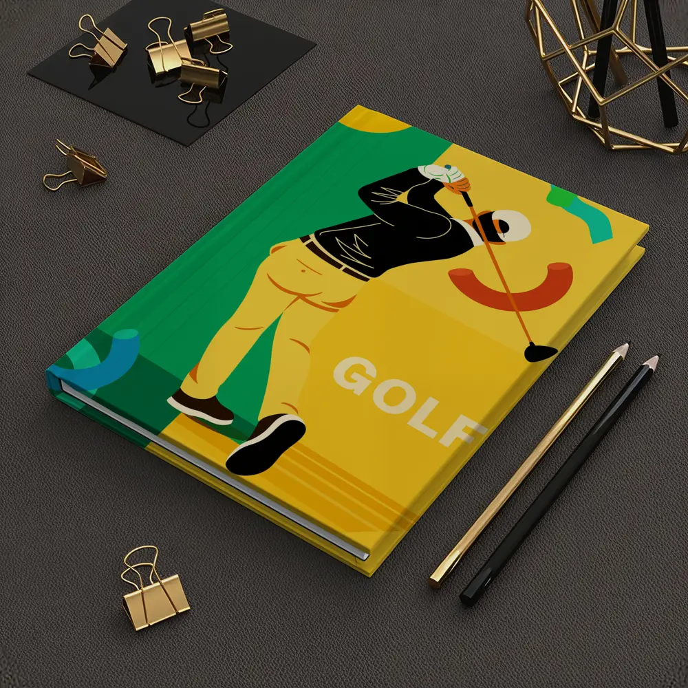 Golf Player Swinging Club Bold Flat Art – Notebooks