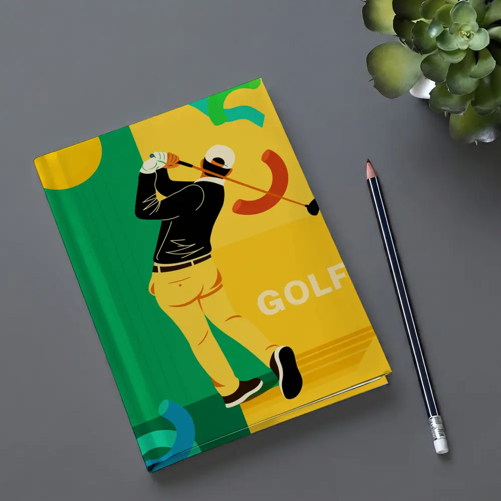 Golf Player Swinging Club Bold Flat Art – Notebooks