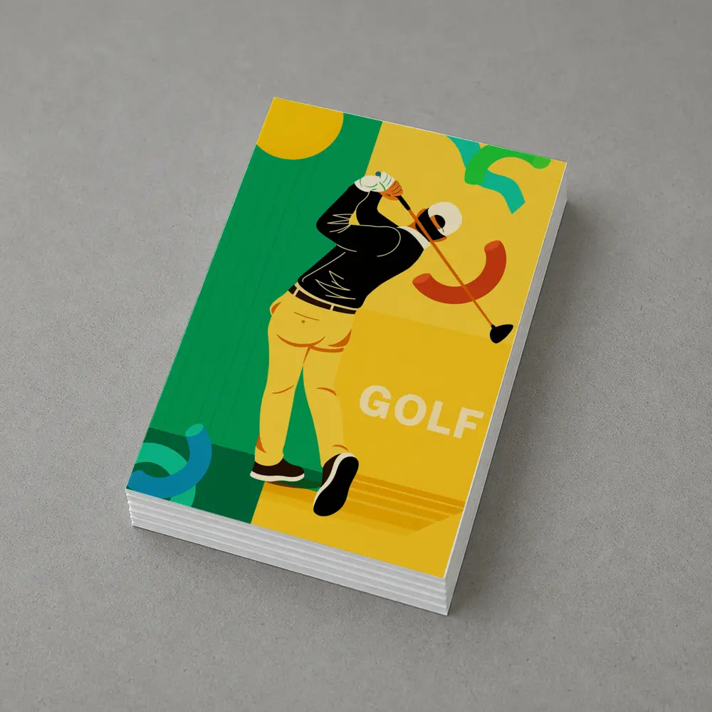 Golf Player Swinging Club Bold Flat Art – Postcards