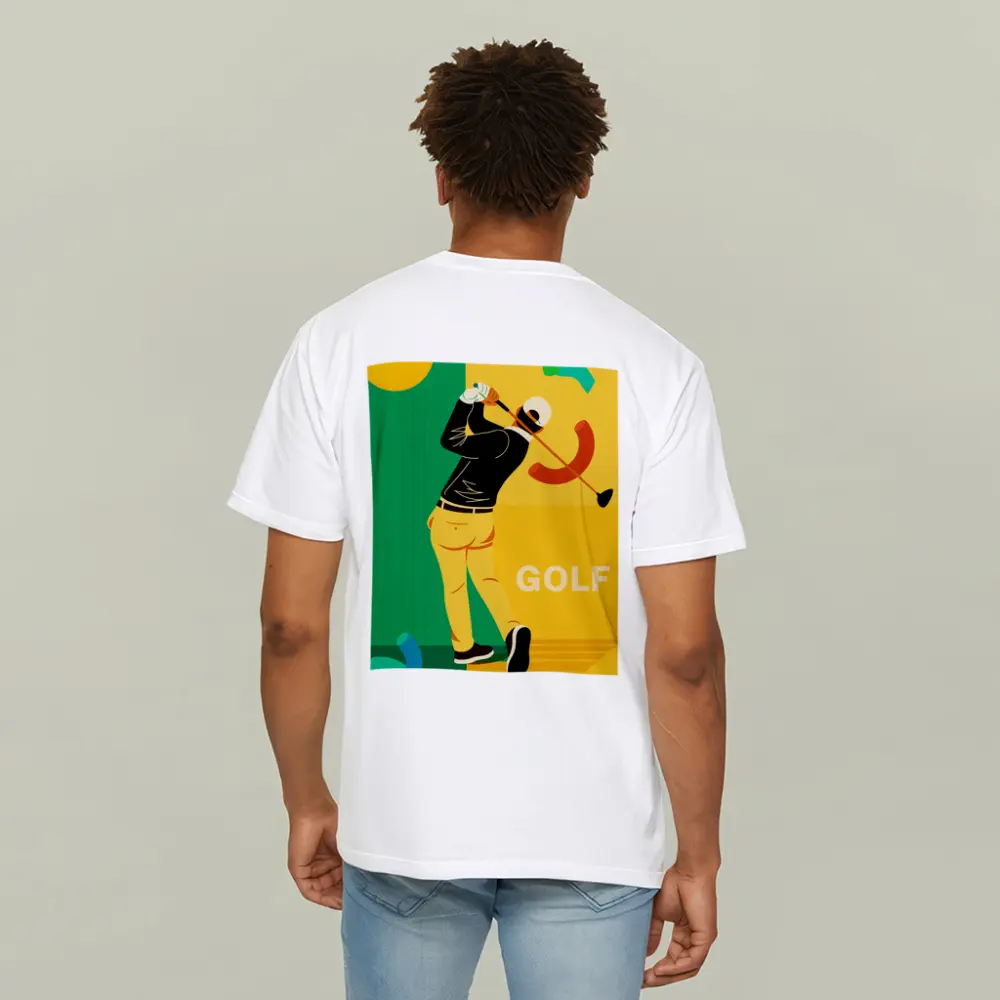 Golf Player Swinging Club Bold Flat Art – T-Shirts