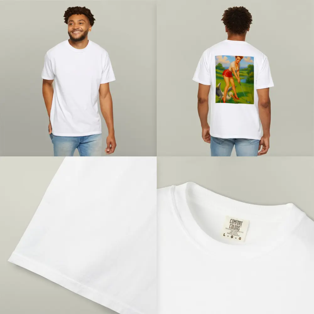 Pin Up Girl Golfing With Pelican Art – T-Shirts