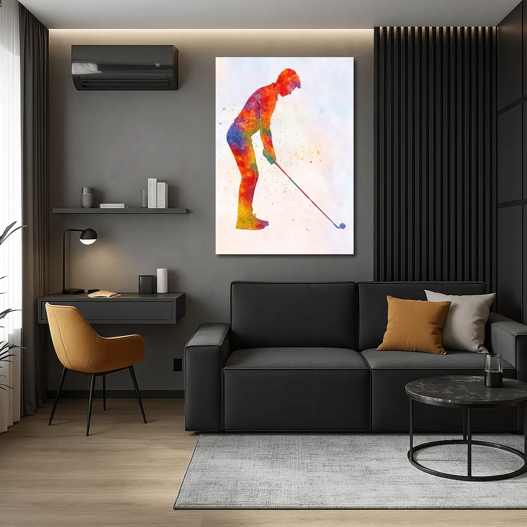 Watercolor Golfer Silhouette Colorful Sports Art – Wall Art