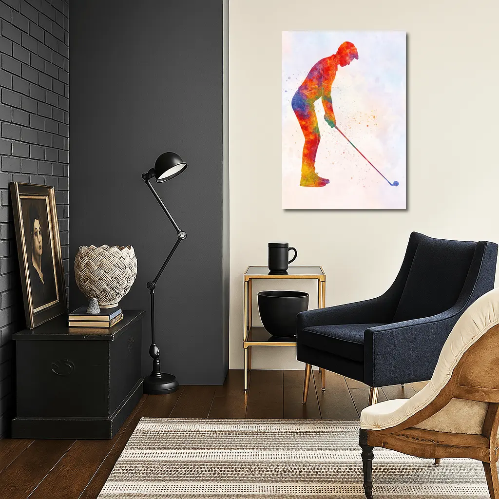 Watercolor Golfer Silhouette Colorful Sports Art – Wall Art