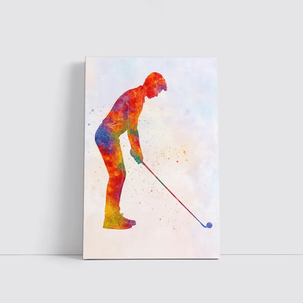 Watercolor Golfer Silhouette Colorful Sports Art – Wall Art