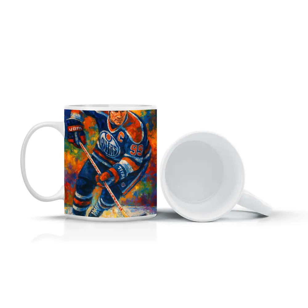 Wayne Gretzky Edmonton Oilers Oil Painting Art – Mugs
