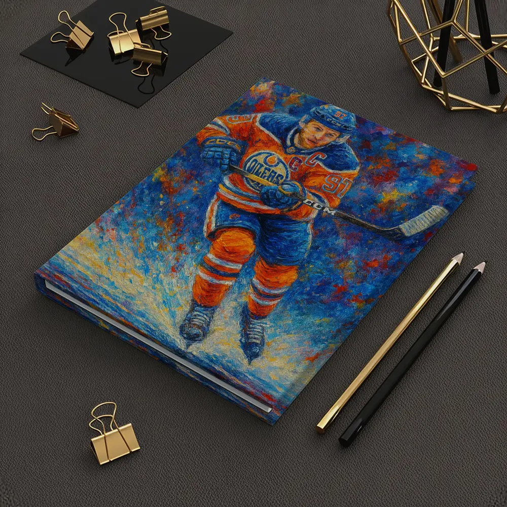 Edmonton Oilers Hockey Player Impressionist Oil Painting – Notebooks