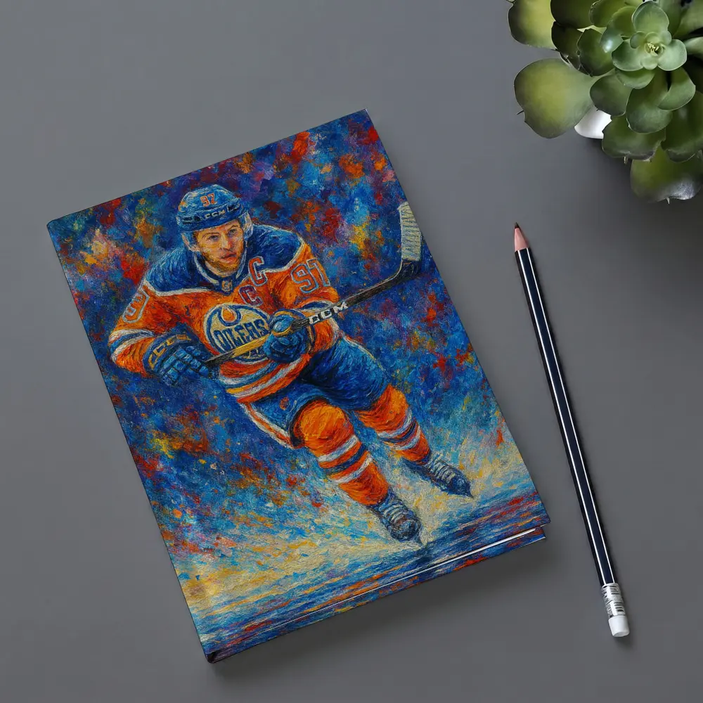 Edmonton Oilers Hockey Player Impressionist Oil Painting – Notebooks