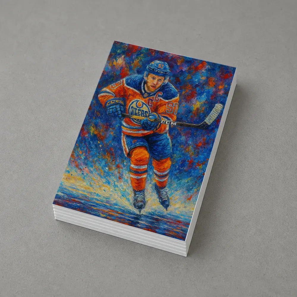 Edmonton Oilers Hockey Player Impressionist Oil Painting – Postcards