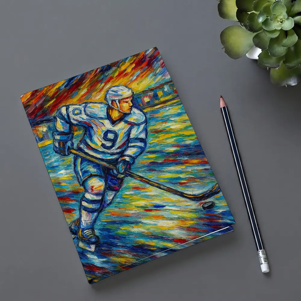 Hockey Player Impressionist Colorful Ice Rink – Notebooks