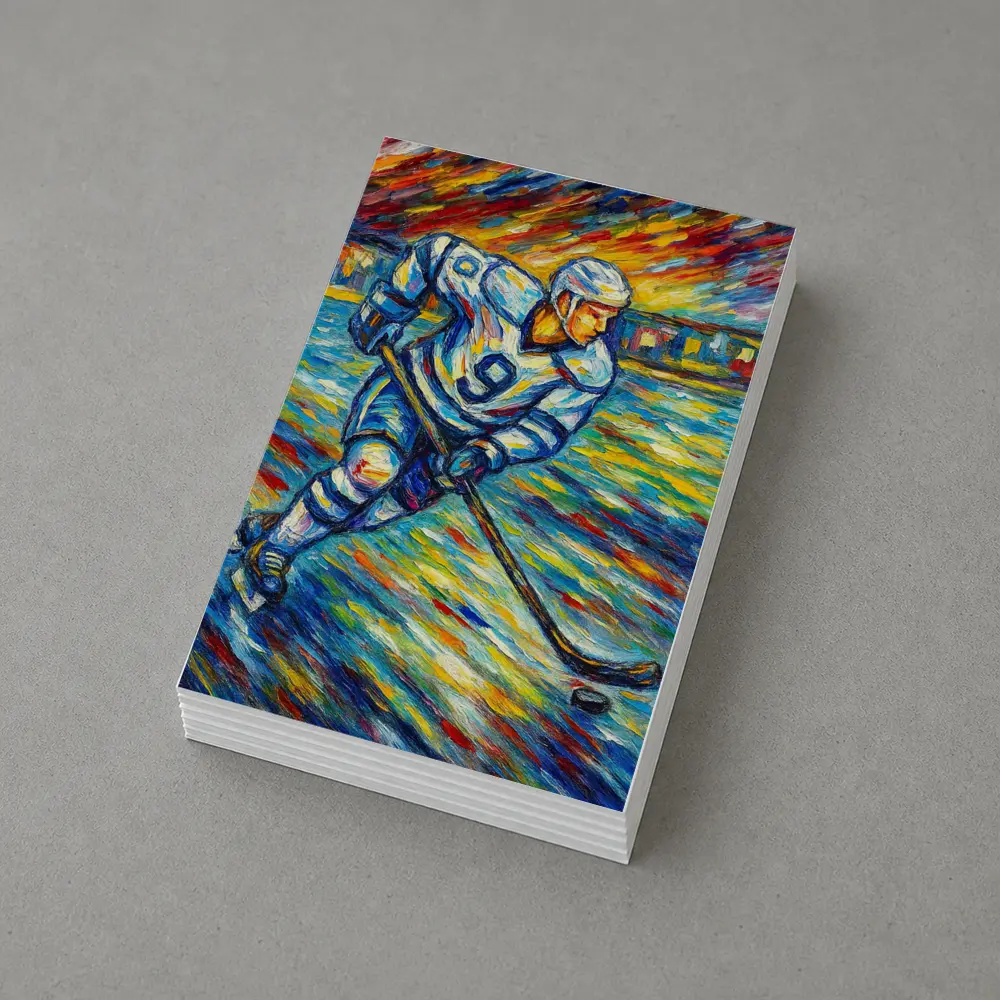 Hockey Player Impressionist Colorful Ice Rink – Postcards