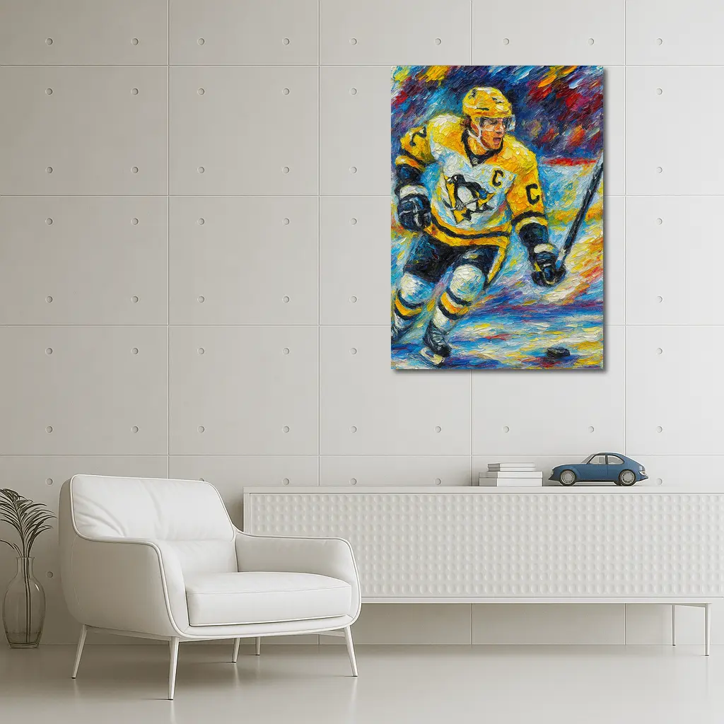 Pittsburgh Penguins Hockey Player Palette Knife Painting – Wall Art