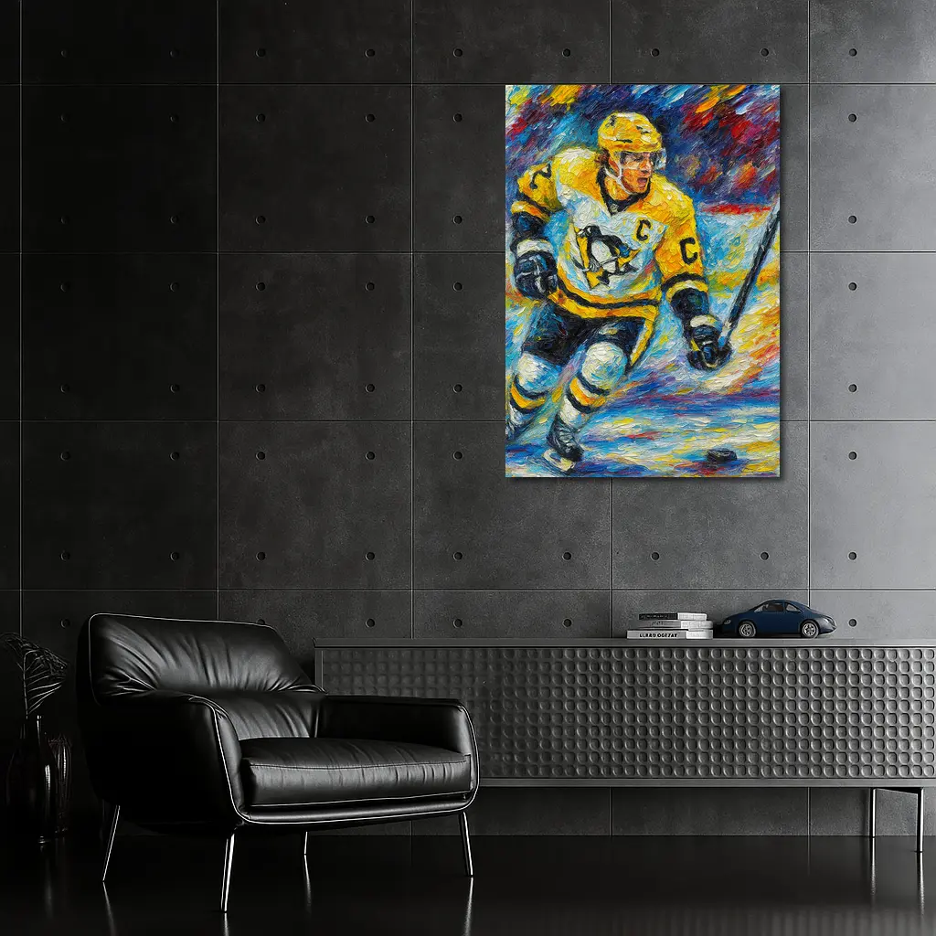 Pittsburgh Penguins Hockey Player Palette Knife Painting – Wall Art