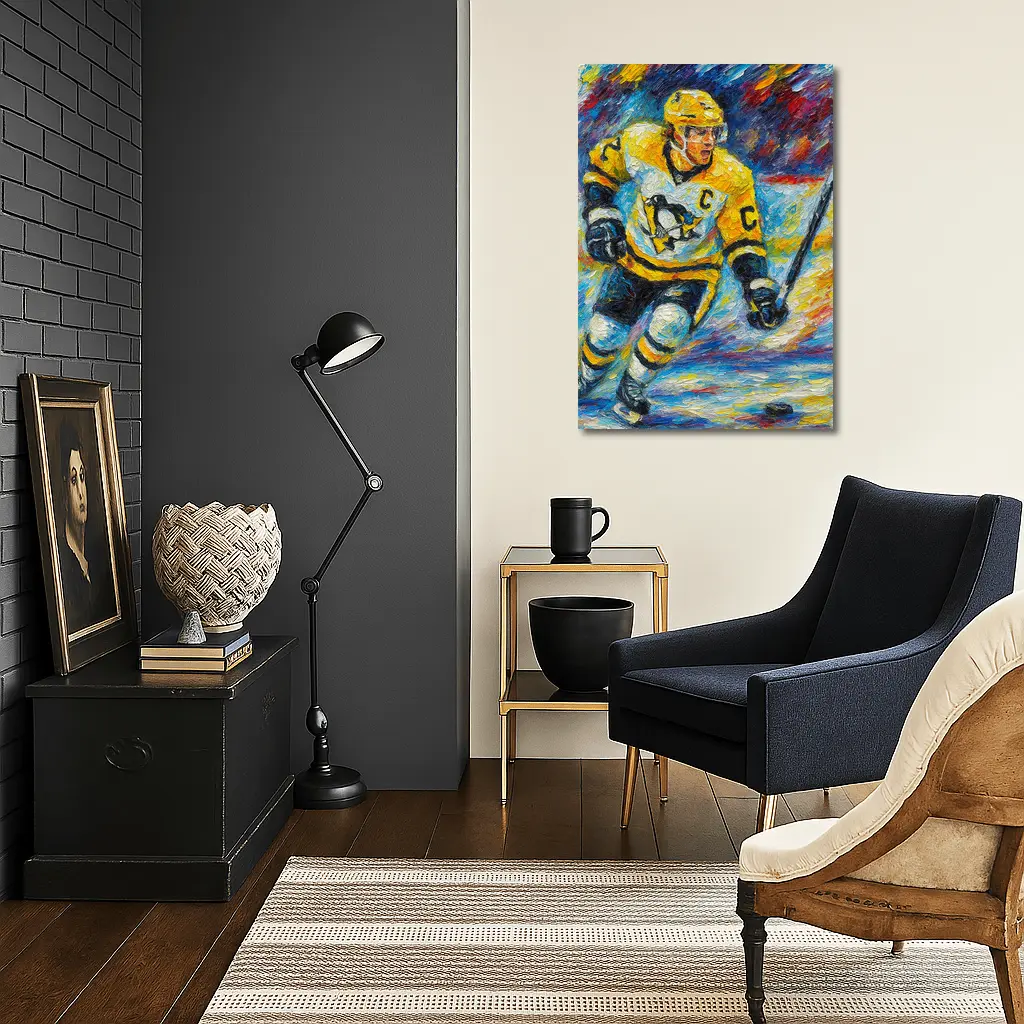 Pittsburgh Penguins Hockey Player Palette Knife Painting – Wall Art