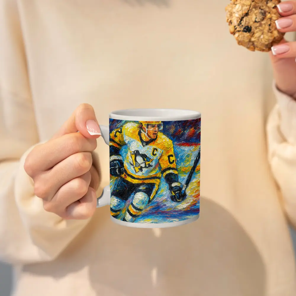 Pittsburgh Penguins Hockey Player Palette Knife Painting – Mugs