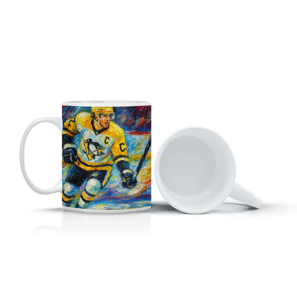 Pittsburgh Penguins Hockey Player Palette Knife Painting – Mugs