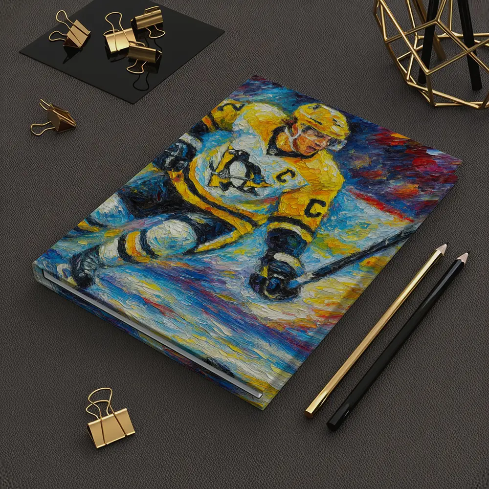 Pittsburgh Penguins Hockey Player Palette Knife Painting – Notebooks