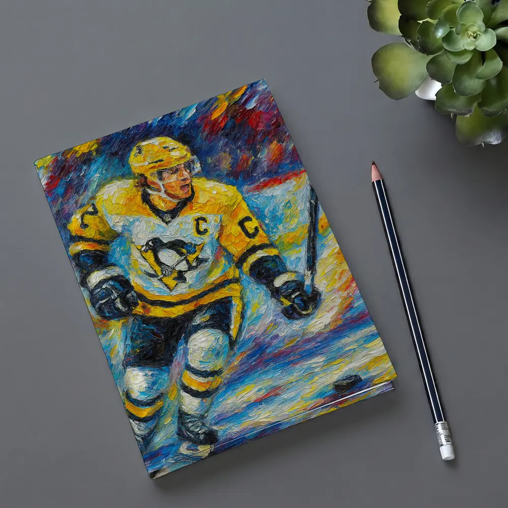 Pittsburgh Penguins Hockey Player Palette Knife Painting – Notebooks
