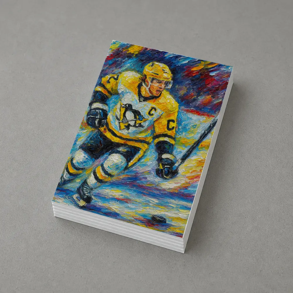Pittsburgh Penguins Hockey Player Palette Knife Painting – Postcards