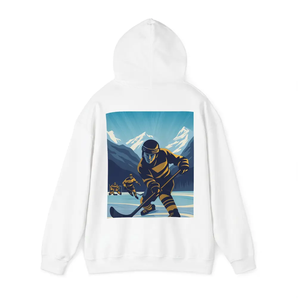 Ice Hockey Player Retro Mountain Illustration Art – Hoodies